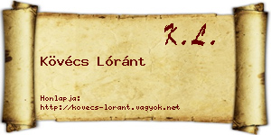 Kövécs Lóránt névjegykártya